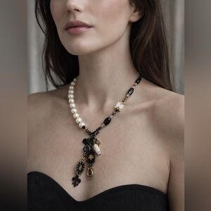 Robin Steele Freshwater Pearl Charm Necklace - Griffin Logo, 20" Limited Design